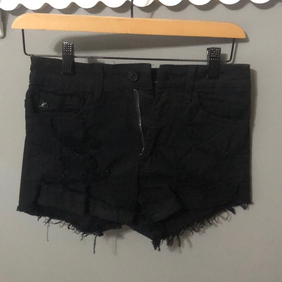 Kancan black distressed summer shorts - Picture 1 of 4